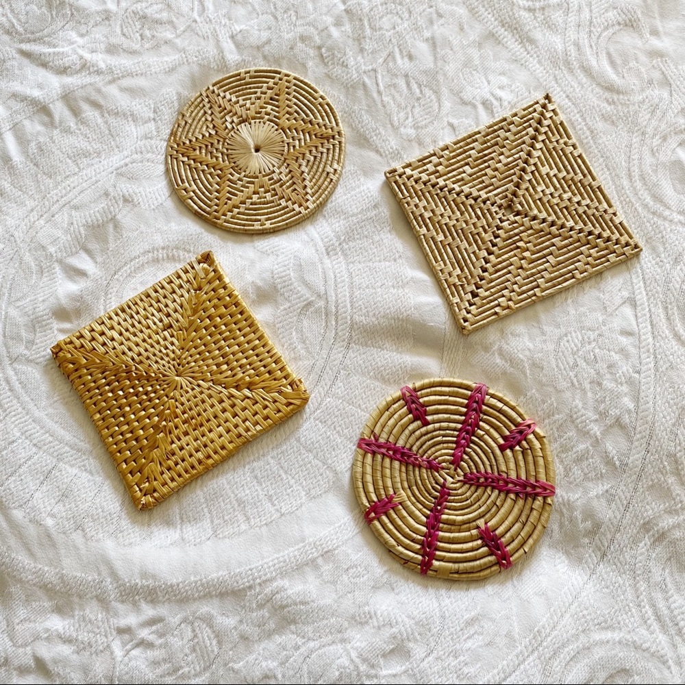 Vintage | Set of 4 Mini Baskets Wicker Wall Art